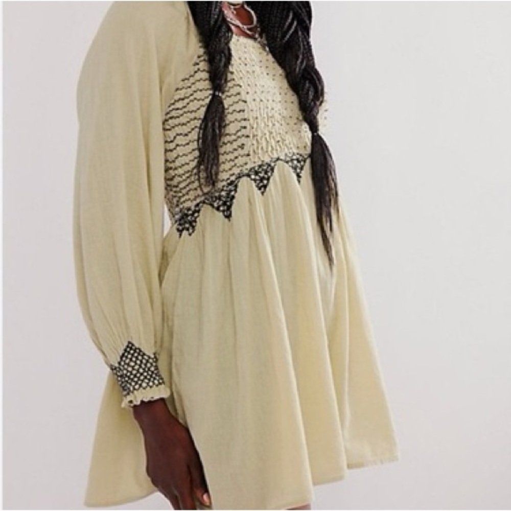 Free People Green Smocked Top